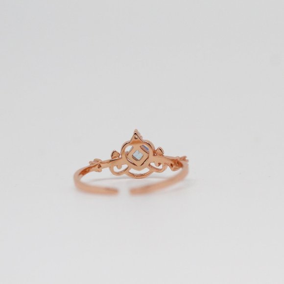 Gold Vermeil Sapphire Blue Tiara Crown Ring - Picture 3 of 6